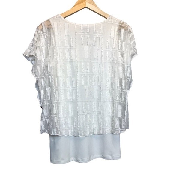 Joseph Ribkoff‎ Tiered Cap Sleeve Top Blouse US 14 White Layered Button Side - Picture 4 of 11